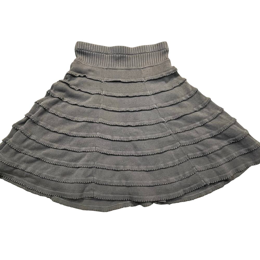 Hanna Andersson Women XS Gray Tiered Knit Skirt Ribbed A-Line Pull On